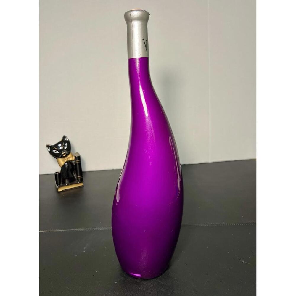 VOGA Modern Collectible 2010s Metallic Purple Curved Wine Bottle 750 ml 3x14”